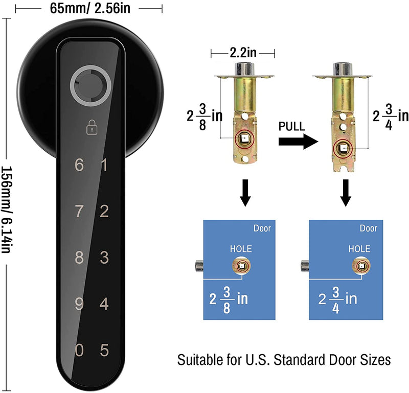 Fingerprint Smart Door Lock, Mobile App Remote Control Door Lock with Fingerprint