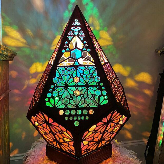 Wooden Bohemian Light For Home Decor  💞 Hollow LED Projection Night Lamp,  Colorful Projector Desk Lamp Household Home Decor Holiday Atmosphere Lighting