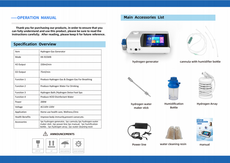 4 IN 1 Multifunction Hho Gas Generator Oxyhydrogen Wasserstoff Sauerstoff Generator Pem Hydrogen Generatorpem 150ML WL-915MB