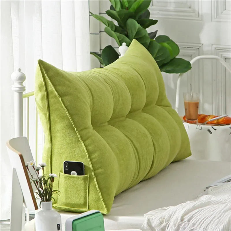 Triangular Bed Headboard Pillow – Large Backrest Cushion for Reading, Sleeping & Full Body Positioning Support
