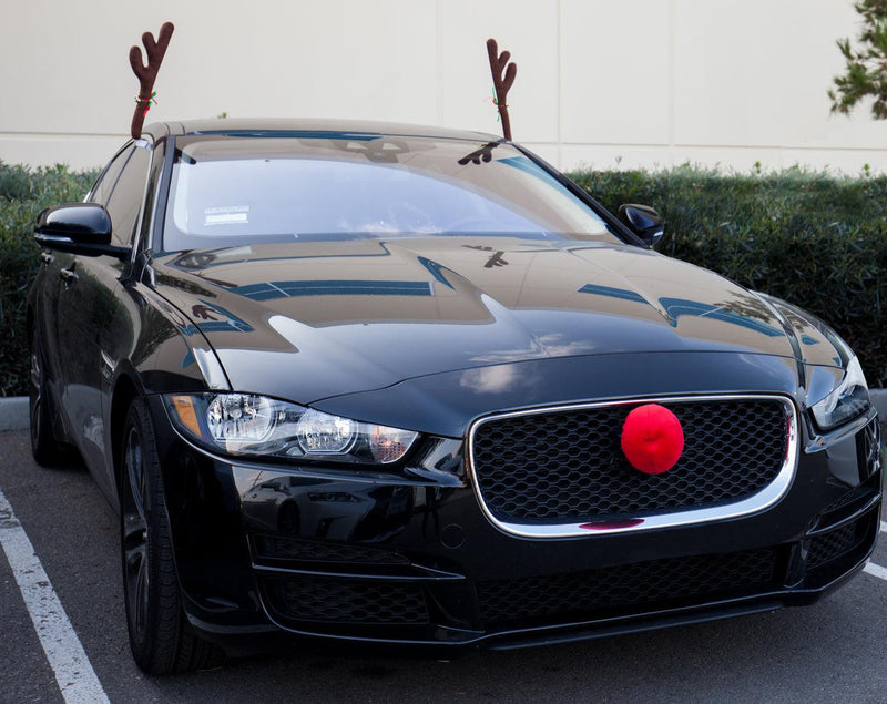 Kinglyday Car Reindeer Antlers Rudolph Red Nose Universal Fit Christmas Holiday
