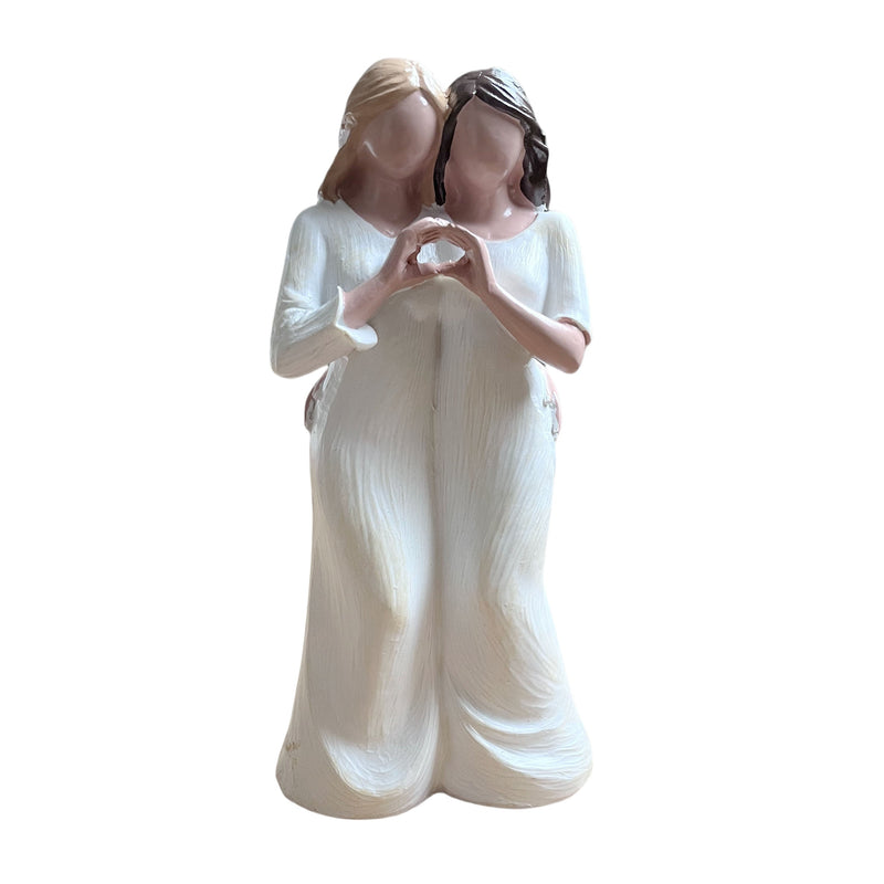 Heart-Shaped Resin Sister & Daughter, Mother & Child Statues – Warm Decorative Gift Celebrating Family Bond, Perfect for Mother’s Day, Birthday or Thanksgiving