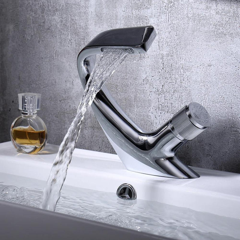 Bathroom Sink Faucet Mixer Crane Deck Mounted Single Hole