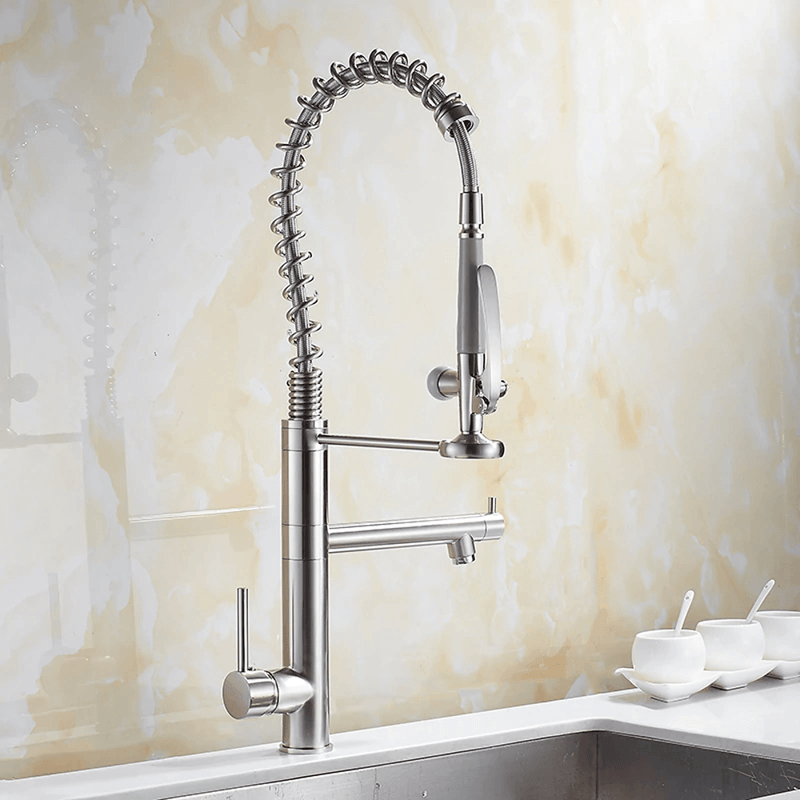 Professional Pull Down Spray Dual Handle Swivel Spout Kitchen Faucet