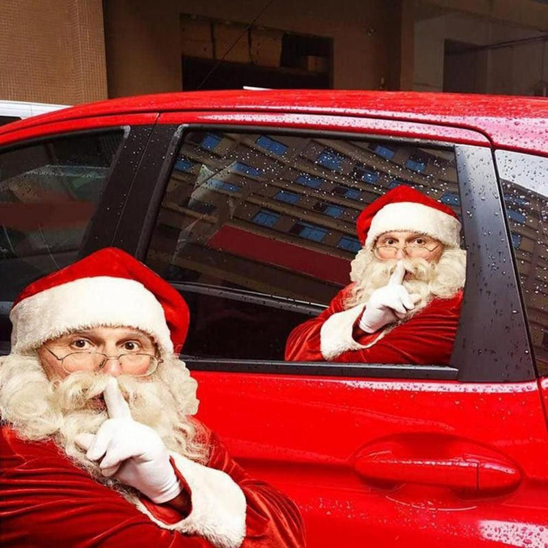 12-inch Christmas Funny Santa Car Window Stickers Santa Claus Car Glass Stickers Auto Vinyl Decal  Decoration For All Car