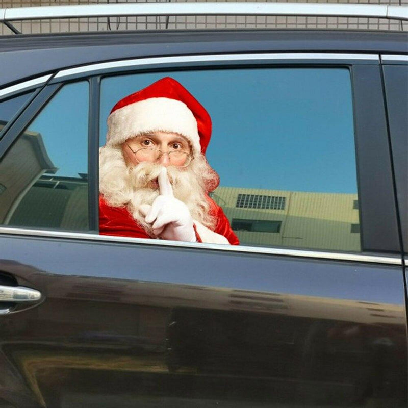 12-inch Christmas Funny Santa Car Window Stickers Santa Claus Car Glass Stickers Auto Vinyl Decal  Decoration For All Car