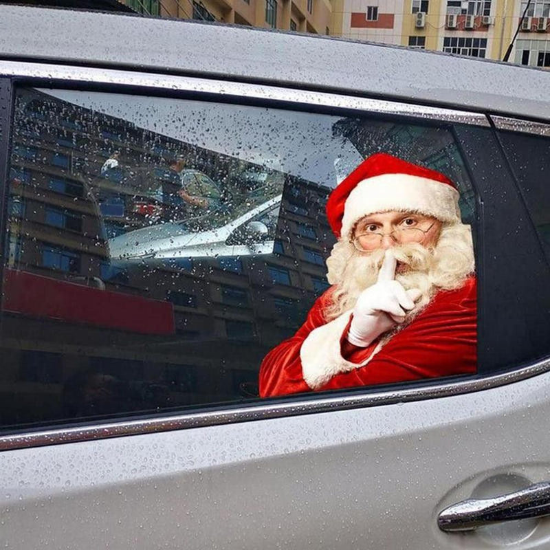 12-inch Christmas Funny Santa Car Window Stickers Santa Claus Car Glass Stickers Auto Vinyl Decal  Decoration For All Car