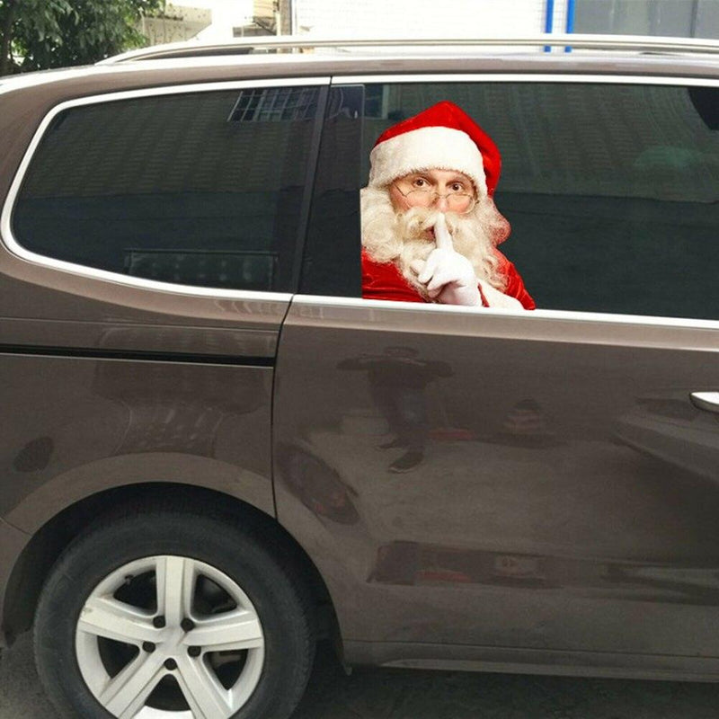 12-inch Christmas Funny Santa Car Window Stickers Santa Claus Car Glass Stickers Auto Vinyl Decal  Decoration For All Car