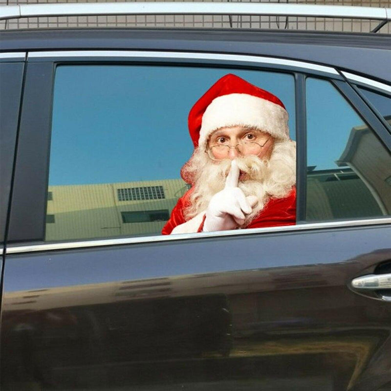 12-inch Christmas Funny Santa Car Window Stickers Santa Claus Car Glass Stickers Auto Vinyl Decal  Decoration For All Car