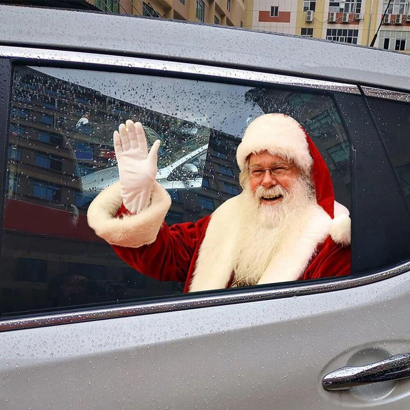 12-inch Christmas Funny Santa Car Window Stickers Santa Claus Car Glass Stickers Auto Vinyl Decal  Decoration For All Car