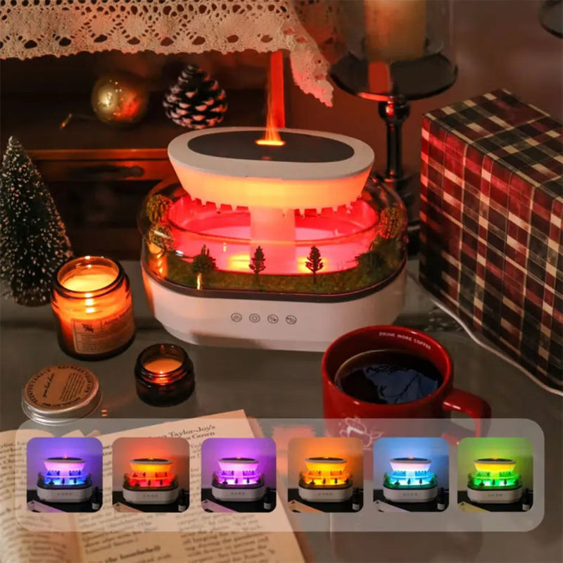 Essential Oil Micro Landscape Diffuser – Water Drip Humidifier with 7 Night Lights for Bedroom Aroma Serenity