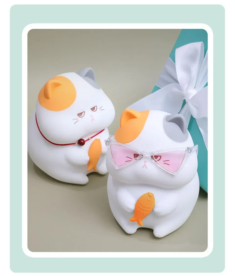 Gluttonous Cat Night Light – Soft Silicone Touch Lamp with Rechargeable Fun & Timer