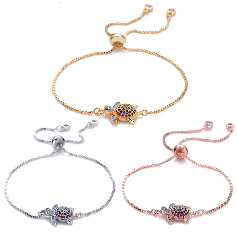 Silver Love Heart Turtle Bracelet – Stainless Steel Lucky Charm Jewelry Gift for Stylish, Romantic Women