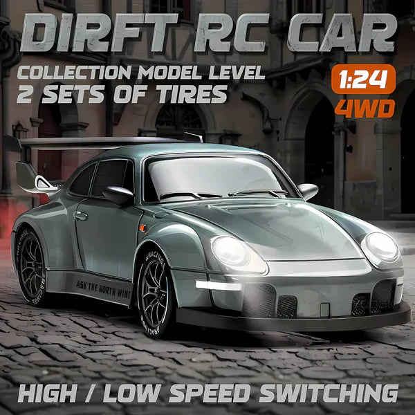 4WD RC Car with LED Lights – Retro Drift Master Remote Control Vehicle for Off-Road Adventures & Outdoor Fun