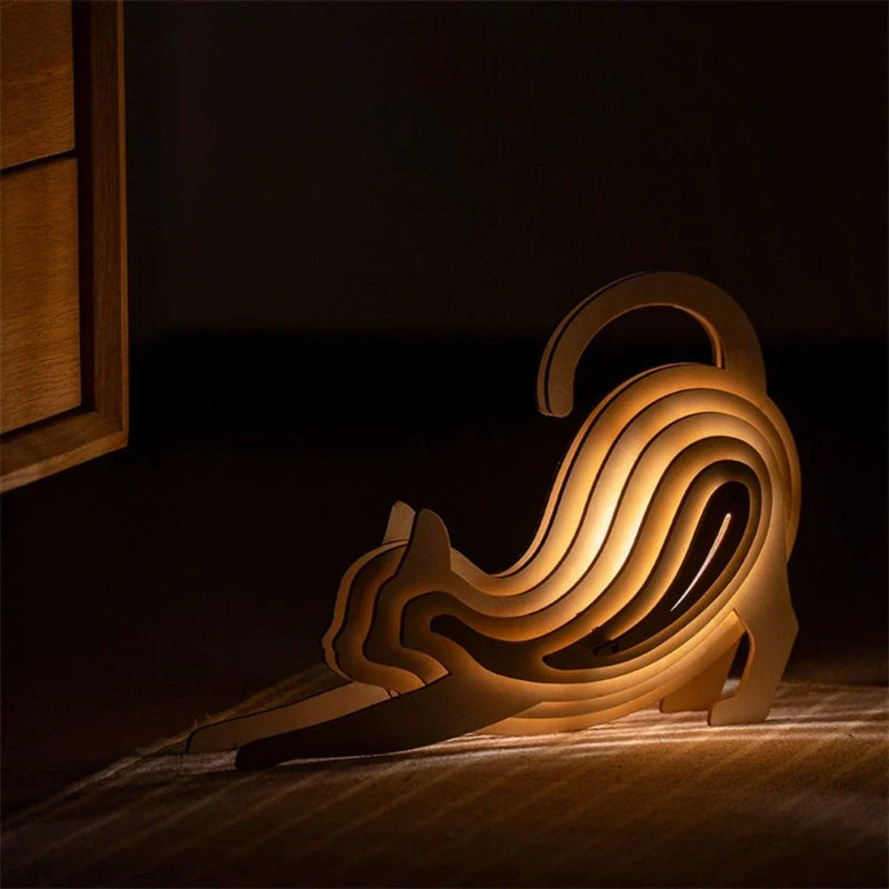Wooden 3D Animal Lamp – Interactive DIY Night Light