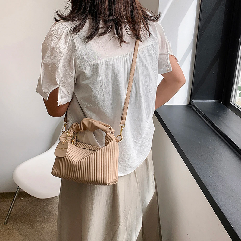 PU Leather Pleated Cloud Crossbody Bag – Small Tote Purse for Chic & Casual Everyday Style