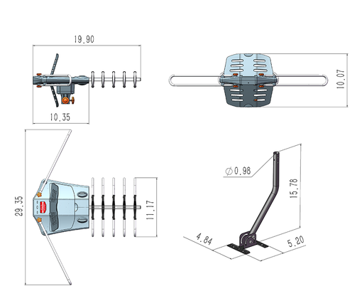 990 Mile Range Outdoor TV Antenna, 360° Motorized Rotaion