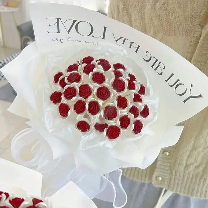DIY Rose Bouquet Material Bag – 33pcs. Handmade Romantic Valentine’s Gift That Lasts Forever for Your Girlfriend or Loved One