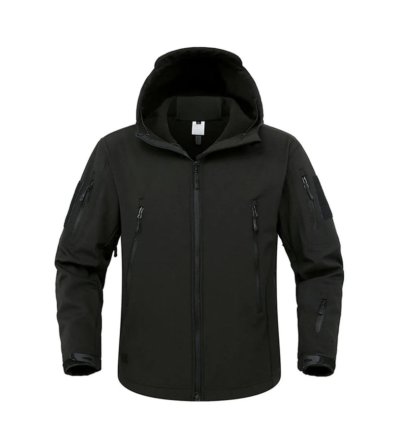 Tactical Military Shark Skin Jacket – Waterproof Softshell Combat Bomber Coat with Hood for Outdoor, Hiking, or Army Gear