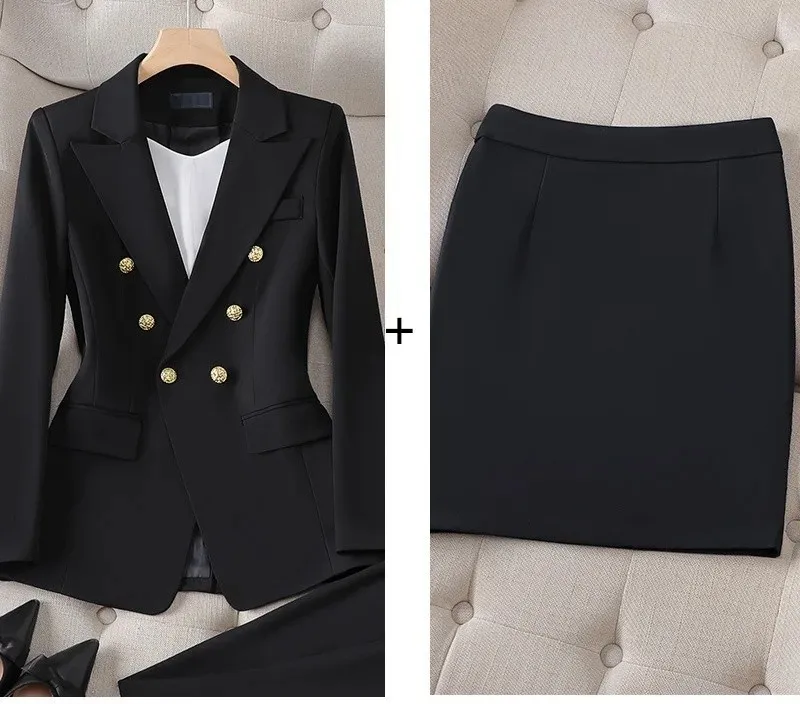 White Women's Double Breasted Business Suit – Western-Style Long Trousers Set for High-End Work Occasions