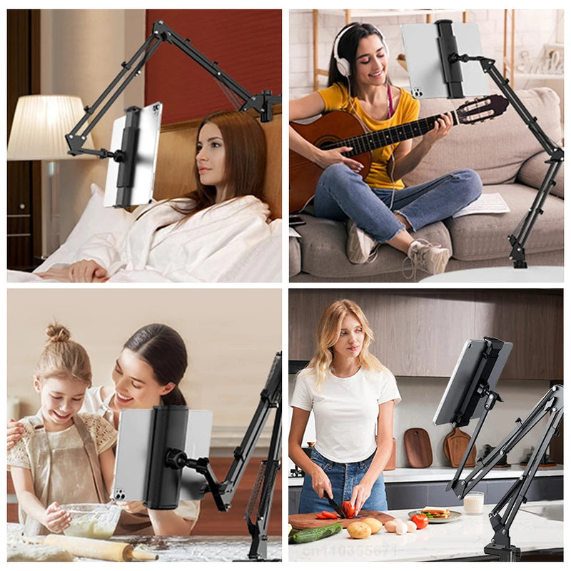 Rotatable Tablet Bed Stand – Long Arm Holder for iPad, Samsung & Xiaomi Tablets (4-12.9”) for Comfortable Viewing in Any Position