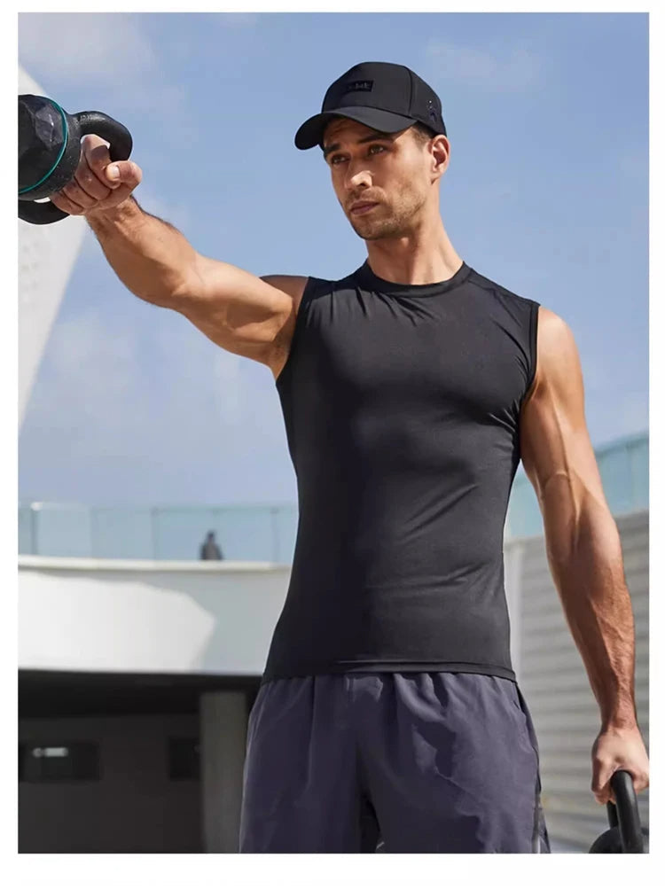 Sleeveless Men’s Compression Tank Top – Quick-Dry Muscle Vest for Gym, Fitness, Bodybuilding & Summer Sports Performance Confidence