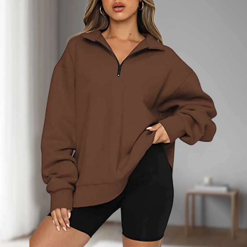 Oversized Women Pullover Sweatshirt – Warm Y2K Hoodie with Turn-Down Collar for Cozy Streetwear Glam