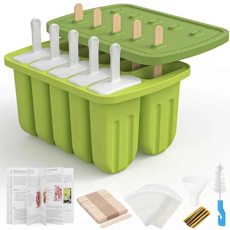 Summer Silicone Popsicle Molds with Wooden Sticks – DIY Ice Cream Kitchen Tool for Kids' Cool Snacks