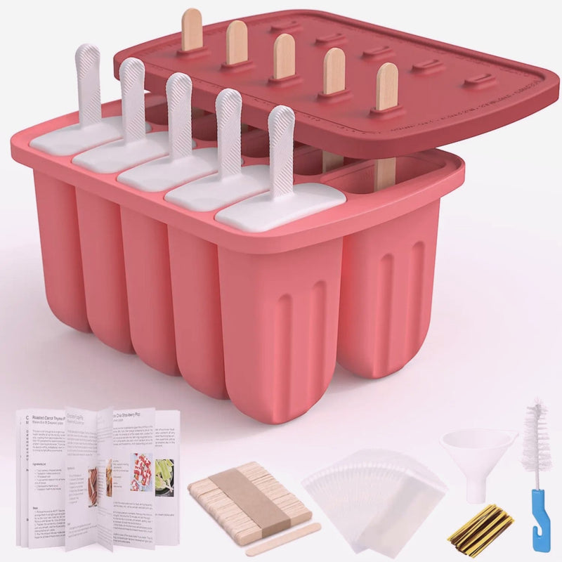 Summer Silicone Popsicle Molds with Wooden Sticks – DIY Ice Cream Kitchen Tool for Kids' Cool Snacks