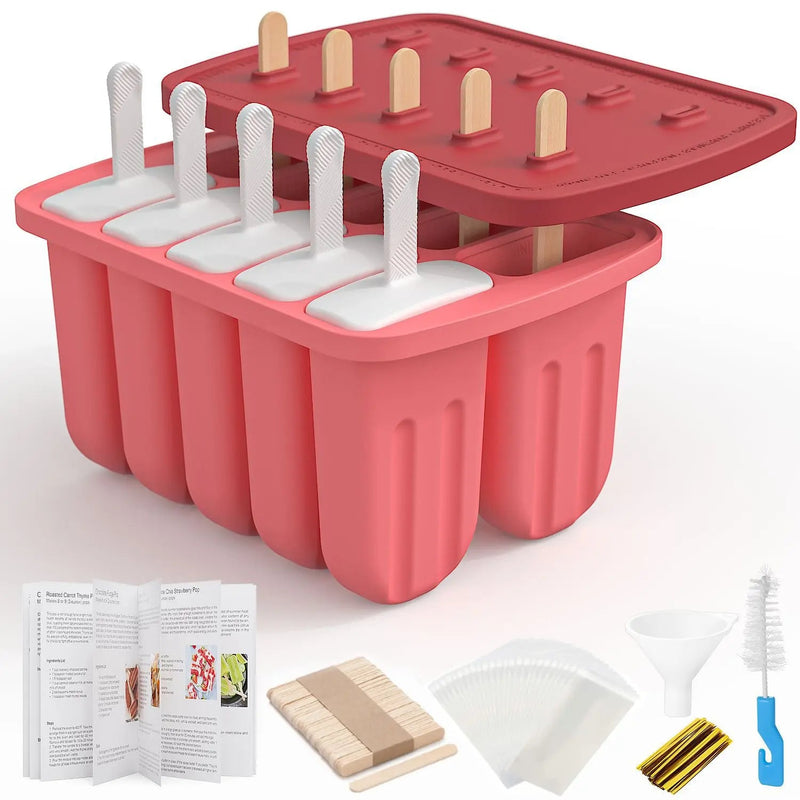 Summer Silicone Popsicle Molds with Wooden Sticks – DIY Ice Cream Kitchen Tool for Kids' Cool Snacks