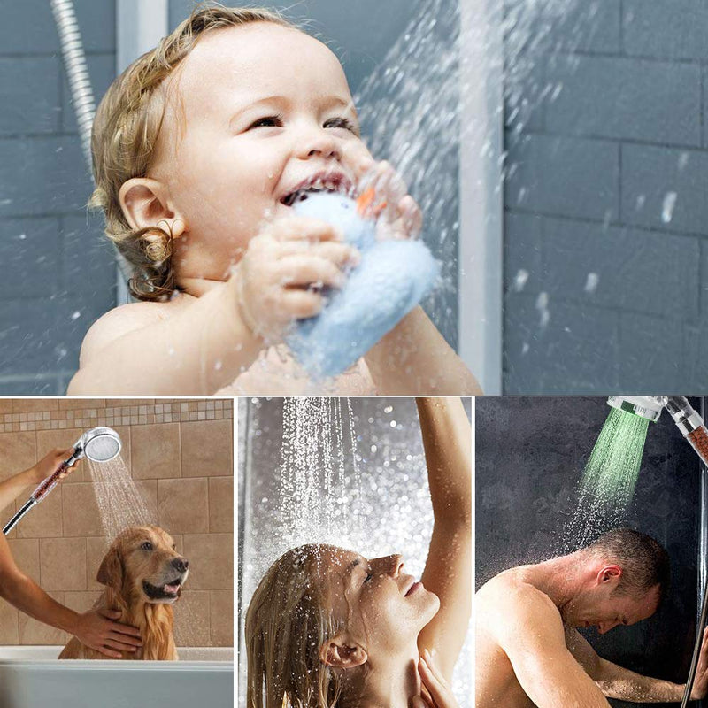 Color Changing LED Negative Ions Shower Head