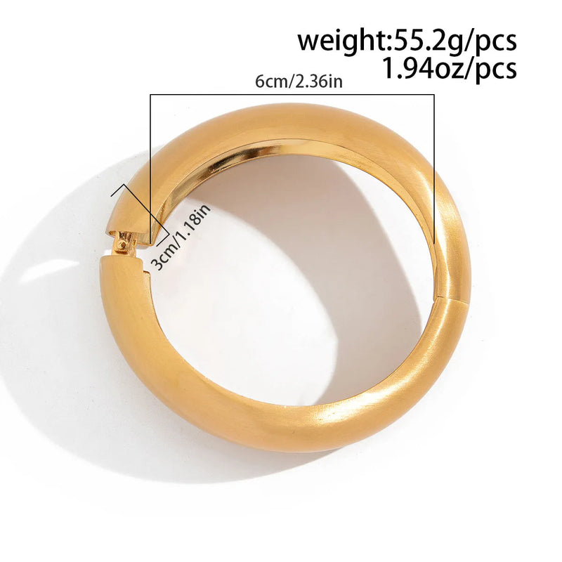 Chunky Water Drop Bangle - Bold Gold Open Cuff with Irregular Wave Design