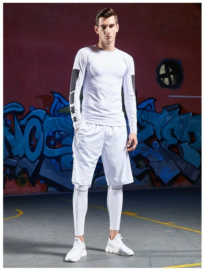 Men’s Fitness Compression Tracksuit Set – Sportswear with Leggings, Sweatpants & Rash Guard for Intense Training & Gym Performance