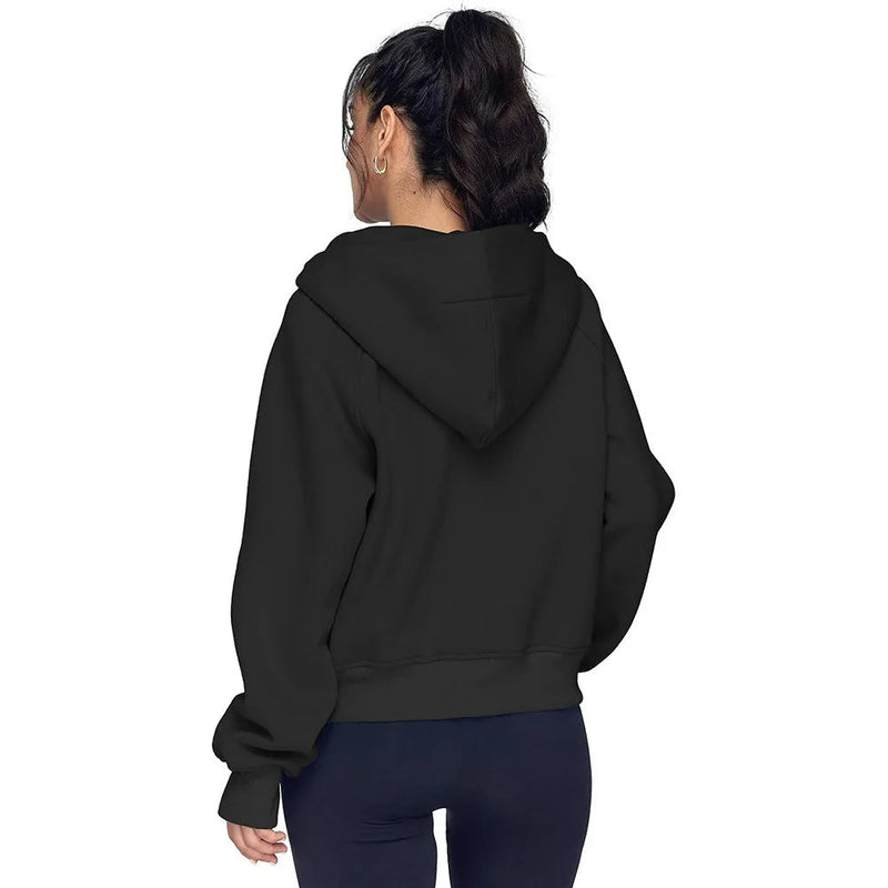 Half-Zip Fleece Hoodie Sweatshirt – Stylish Fall/Winter Pullover for Women’s Cozy Outfits and Streetwear Layers