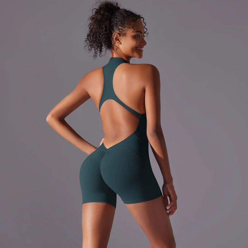 Seamless Yoga Jumpsuit – Sculpting One-Piece Fitness Wear with Hip-Lifting, Beauty Back Design, and a Barely-There Nude Feel Fit