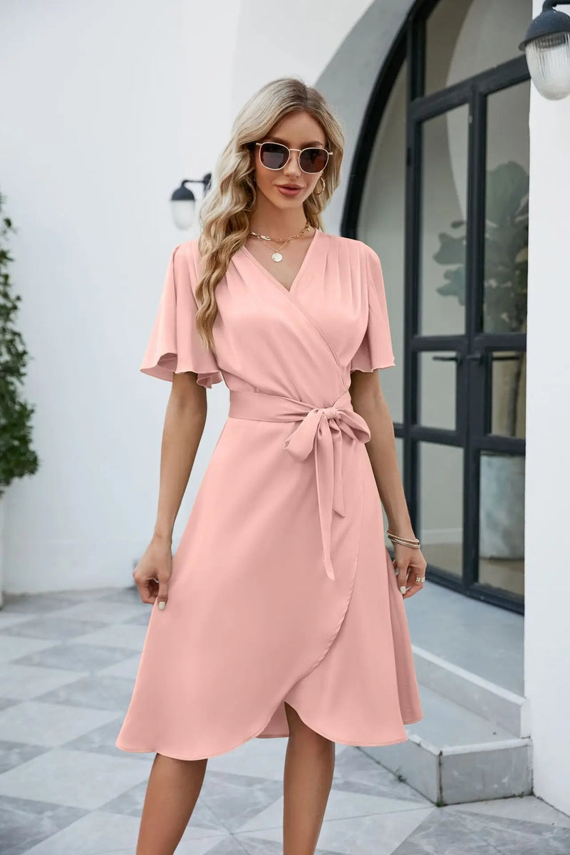 V-Neck Summer Midi Sundress – Slim A-Line Beach Dress with Flattering Fit, Breezy Splits & Feminine Vibes