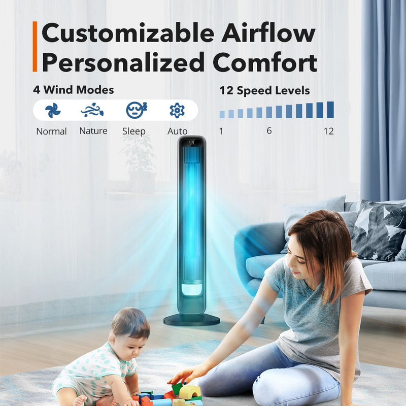 120 Degree Oscillating Smart Tower Fan