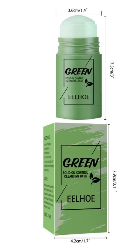 Green Tea Mud Mask Stick – Solid Oil-Control Formula for Deep Pore Cleansing, Skin Brightening, and Blackhead Removal Treatment