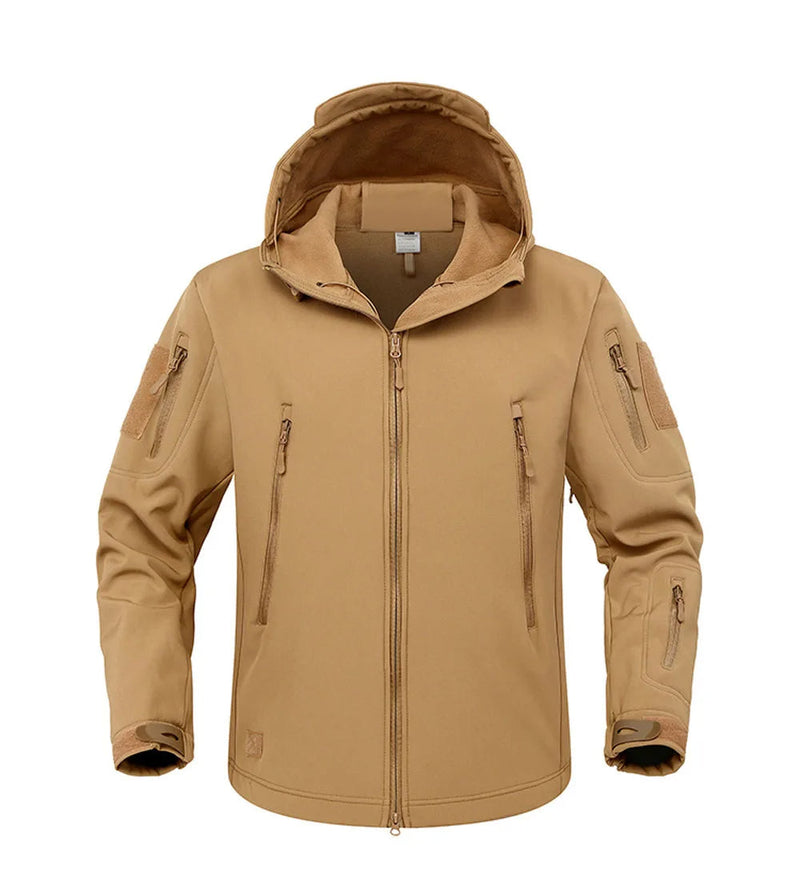Tactical Military Shark Skin Jacket – Waterproof Softshell Combat Bomber Coat with Hood for Outdoor, Hiking, or Army Gear