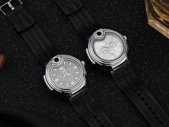 Windproof Gas Watch Lighter – Refillable Outdoor Flame for Fashion & Function