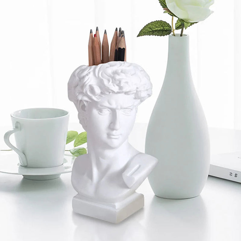 David Statue Resin Vase – Elegant Vase & Makeup Brush Holder for Chic Décor