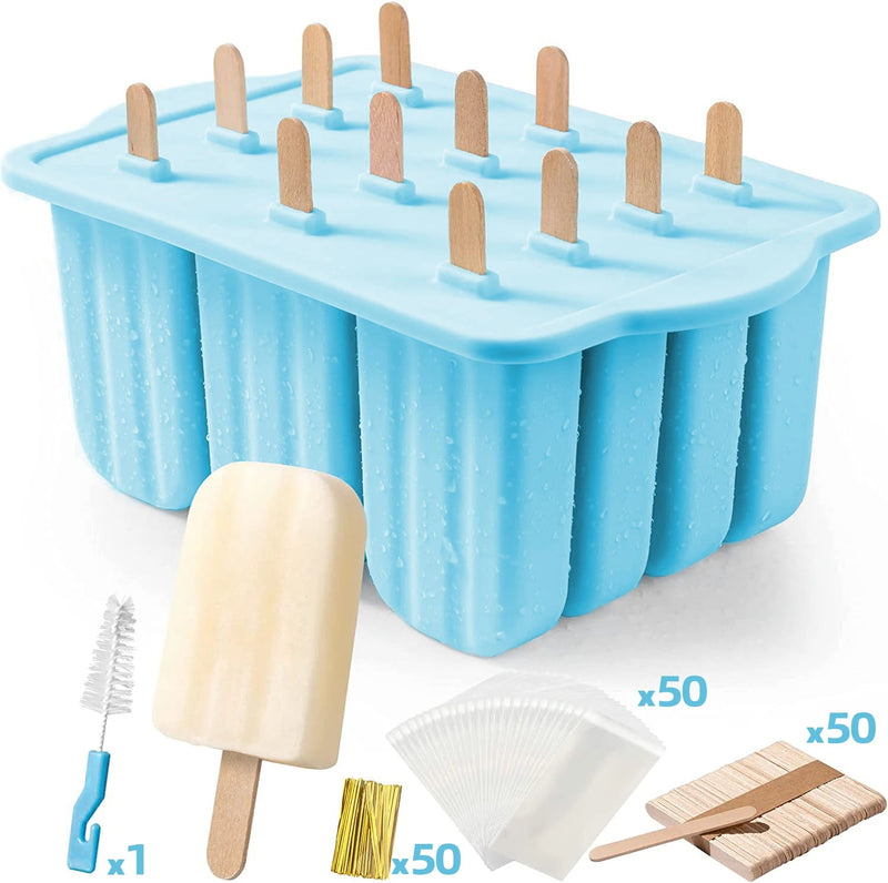 Summer Silicone Popsicle Molds with Wooden Sticks – DIY Ice Cream Kitchen Tool for Kids' Cool Snacks