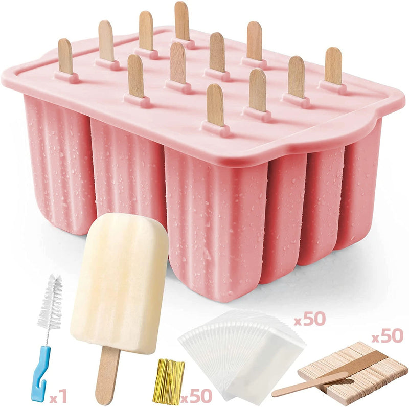 Summer Silicone Popsicle Molds with Wooden Sticks – DIY Ice Cream Kitchen Tool for Kids' Cool Snacks