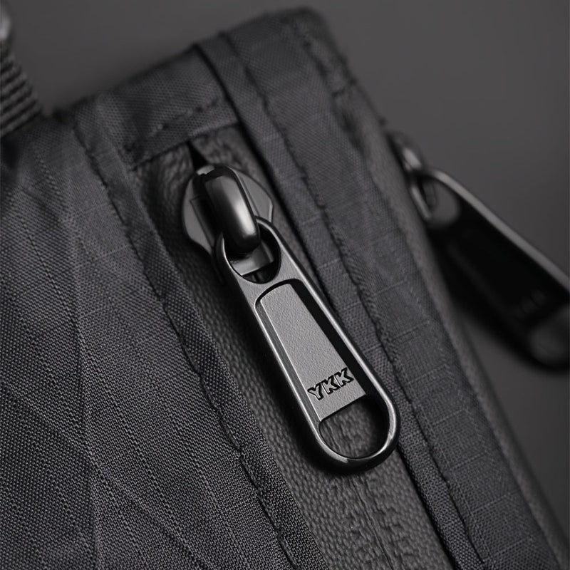 EDC 5-Pocket X-PAC Wallet - Compact Black Quilted Fabric Organizer with YKK Zipper, Keychain, Coin Pouch & Card Slots for Keys, Coins, Bills - Minimalist Men'S Wallet