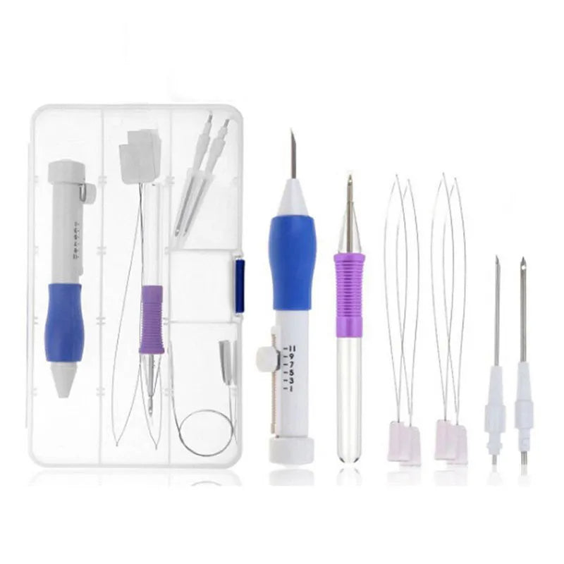 Embroidery Punch Needle Kit - DIY Stitching Set with Pen for Clothes & Craft Projects
