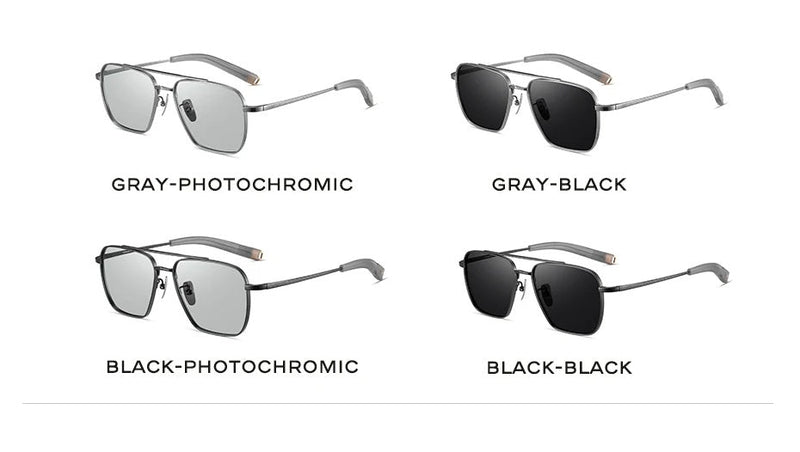 Polarized Pure Titanium Sunglasses for Men - Outdoor UV400 Photochromic Lens Eyewear, Lightweight Frame for Stylish & Safe Vision