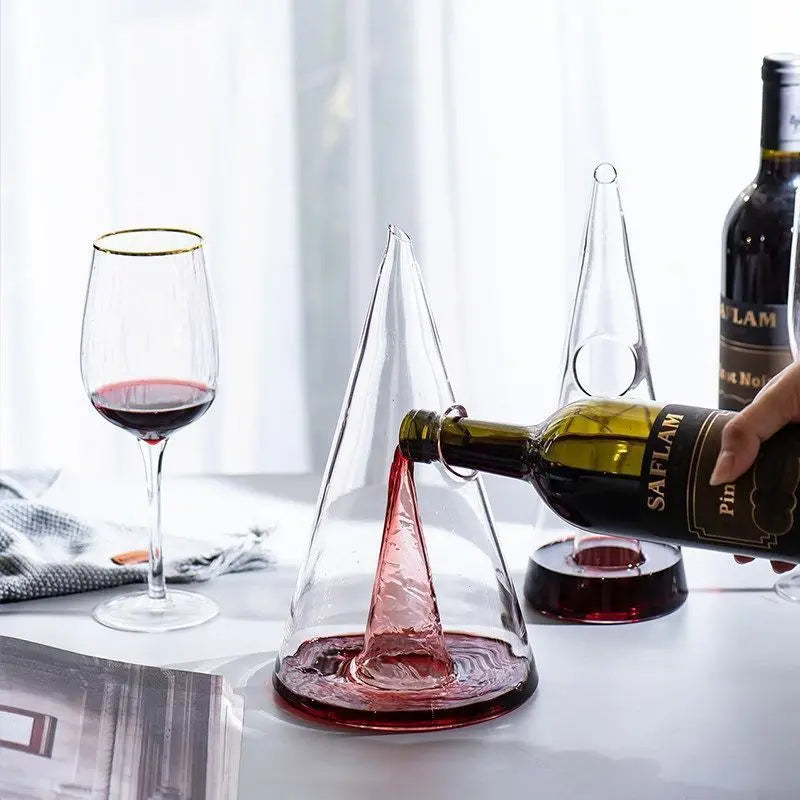 Borosilicate Glass Wine Decanter – Elegant Pyramid Waterfall Carafe Enhances Aroma, Aerates Wine, and Elevates Every Pouring Ritual