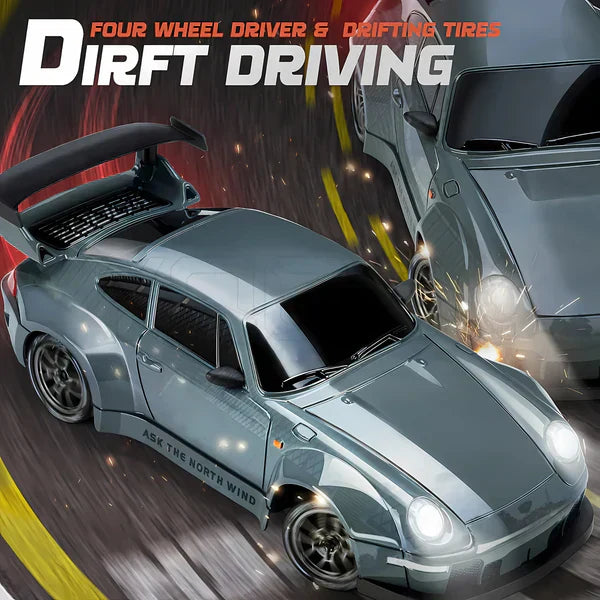 4WD RC Car with LED Lights – Retro Drift Master Remote Control Vehicle for Off-Road Adventures & Outdoor Fun