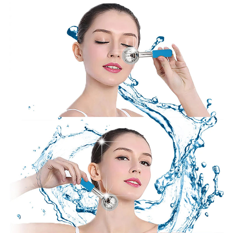Rose Gold Skin Ice Globes – Cooling Stainless Steel Facial Rollers for Cold Therapy to Reduce Puffiness, Calm Skin, and Tighten Pores