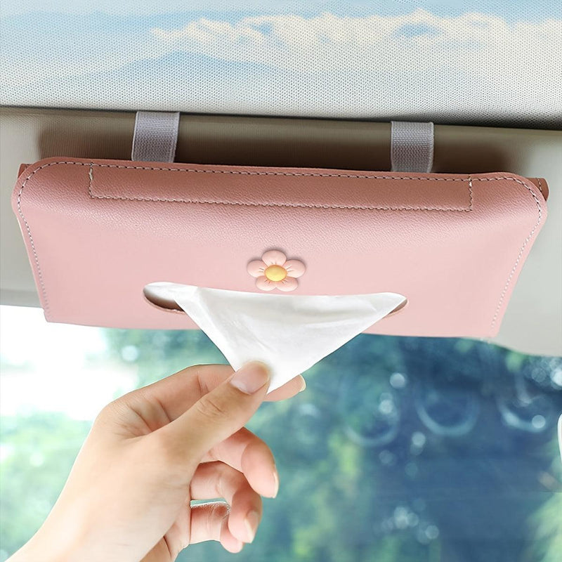 1pc Car Sun Visor Tissue Box, Car Hanging Tissue Box, PU Leather Napkin Case Holder Car Accessories For Women Ladies